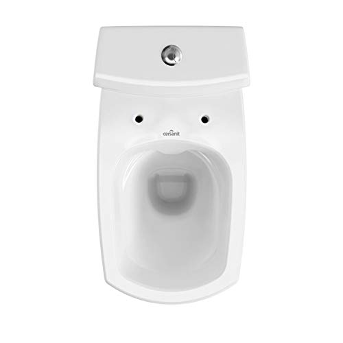 Keramik Stand- WC Toilette Komplett -Design- Set mit Spülkasten WC- Sitz Slim aus Duroplast mit Absenkautomatik SoftClose-Funktion für waagerechten Abgang Wasseranschluss Spülrandlos Carina – Bild 5