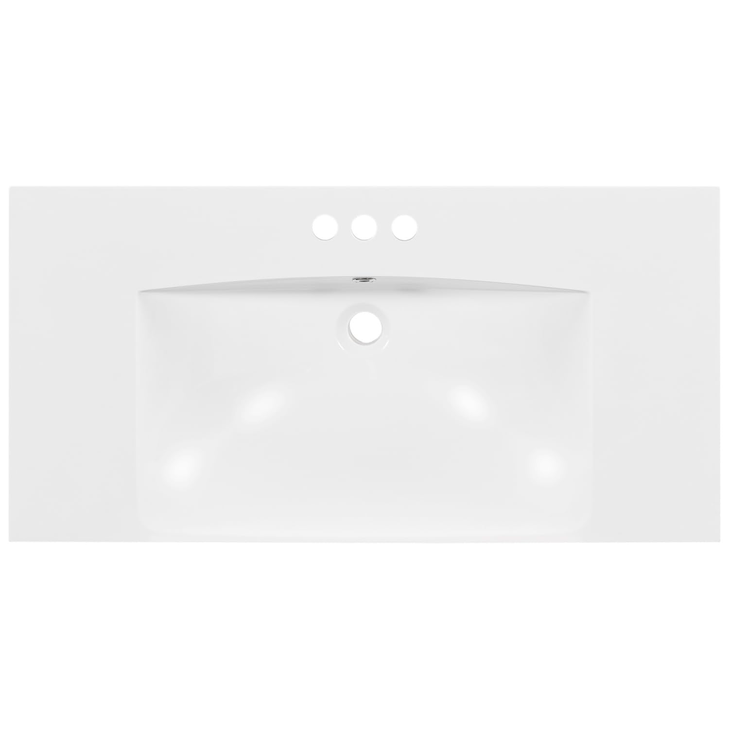 36’’ Sink, Resin Bathroom Sink with 3 Faucet Holes and Overflow Hole, Rectangular Sink for Bathroom, Faucet not Included, White