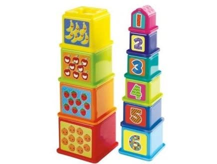 cavernedesjouets Jeu educatif Enfant: Coffret de 10 Cubes gigogne a empiler ou a emboiter - Set Jouet d eveil + Carte Tigre - 1 ER Age