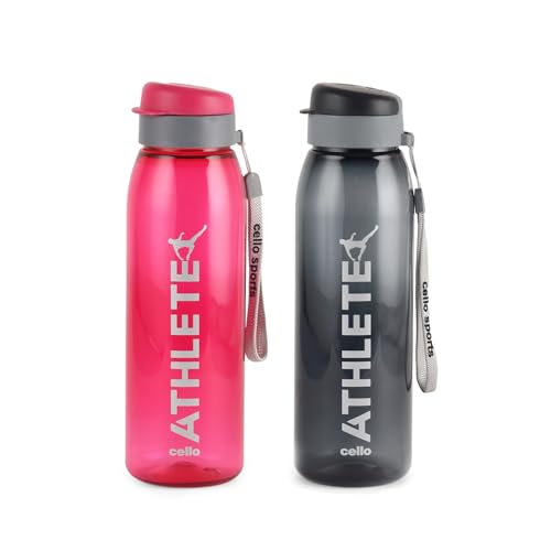CELLO Athlete Flip Top Lid Water Bottles Set of 2, 800ml Each | Unbreakable & Hygienic | BPA-Free, Food Grade | Airtight, Leakproof | Plastic Water Bottle Set For Fridge, Home, Kitchen, Gift CELLO Athlete Flip Top Lid Water Bottles Set of 2, 800ml Each | Unbreakable & Hygienic | BPA-Free, Food Grade | Airtight, Leakproof | Plastic Water Bottle Set For Fridge, Home, Kitchen, Gift