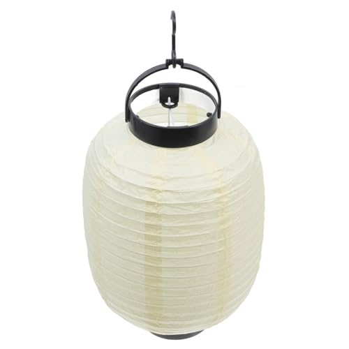 Ciieeo Linterna Plegable Japonesa Estilo Farol con Luz Integrada, Decoración Colgante Beige 15 Cm Diámetro X 22 Cm Alto para Hogar, Fiestas y Eventos, Lámpara Decorativa sin Batería