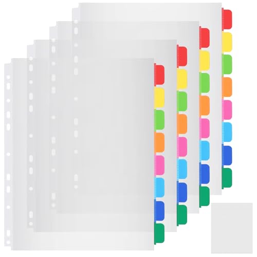 32 Pack A4 Ring Binder Dividers Transparent Plastic Sleeves with Tabs
