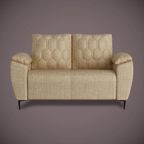 Image of Centuary Sleepables Modena Premium Sofa|Classy Quilted Suede Fabric Upholstery|Fiber-Filled Back Cushion|Wide Plush Fibrefilled Armrests|Ergonomic Lumbar Support |Warm Beige|3 Years Warranty
