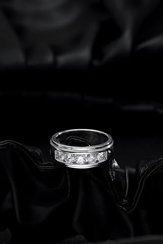 Moissanite Eternity Wedding Band Ring - 1.5cttw D Color VVS1 Moissanite Channel Set, Sterling Silver with 18K White Gold Plated4