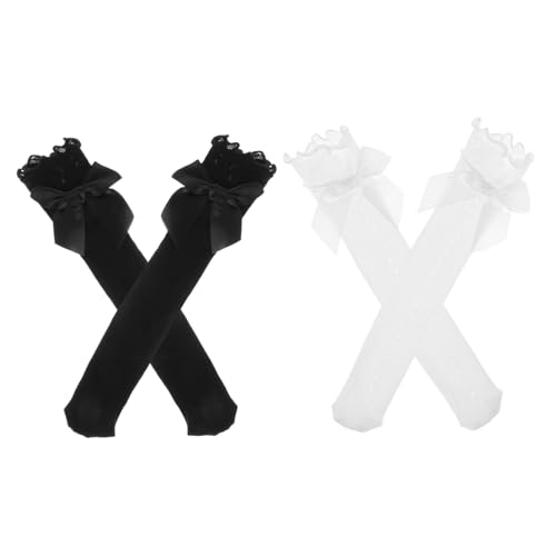 FAVOMOTO 4pairs Elegant Girls Stockings Lace Butterfly Knot Breathable Boys and Girls Socks