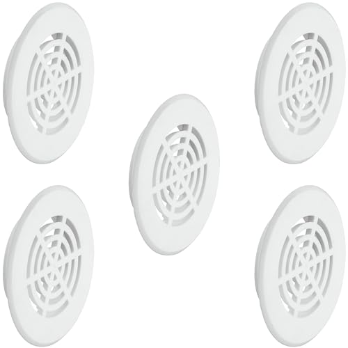 cyclingcolors 5x Grille de ventilation aération ronde plastique diamètre encastrement 35mm hauteur 8mm cache protection plafond mur menuiserie, blanc