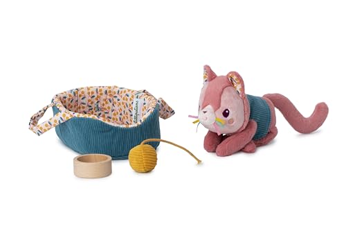 LILLIPUTIENS - Peluche Jeanne Le Chat et Son Panier - Doudou Chat avec Panier et Accesoires - Bruit électronique de miaulement - Stimule Imagination - Dès 12...