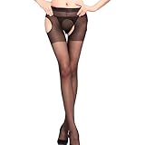 Zpeiran Strumpfhose Sexy Strapsstrümpfe Schwarz Für Damen Netzstrümpfe Sexy Strumpfhose Mit Offenem Fishnet Stockings Weiblicher Elastisch Socken Strapsstrumpfhose(Unter 100 kg)