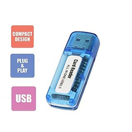Image of Original 4 in 1 USB 2.0 Card Reader Supported Memory Cards for Compatible with Micro SD, Mini SD, SD, SDXC, Micro M2, Memory Stick (Multi Colour)