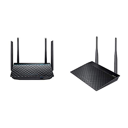 ASUS Dual-Band 2x2 AC1300 Super-Fast WiFi 4-Port Gigabit Router with MU-MIMO and USB 3.0 (RT-ACRH13) & RT-N12 N300 WiFi Router 2T2R MIMO Technology, 4K HD Video Streaming, VoIP,Up to 300 Mbps,Black