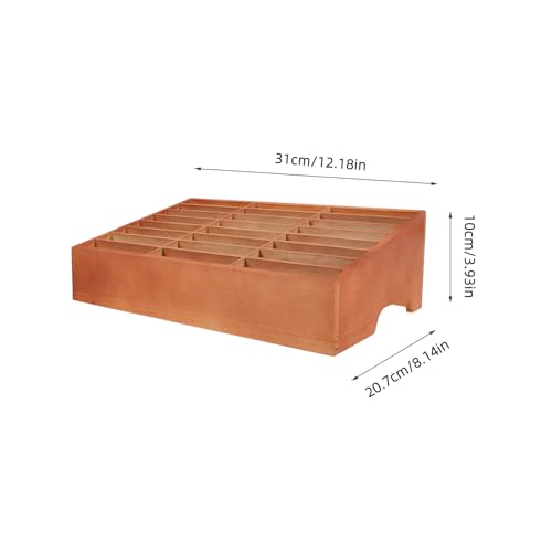 Boîte de rangement de bureau en bois marron avec support mobile et trieur de documents - 3