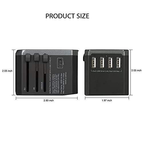 Adaptador de corriente universal mundial PD 18W Adaptador de viaje universal internacional 4 puertos USB cargador pared enchufes eléctricos enchufes convertidores UE US UK UAU Enchufe Enchufe de viaje
