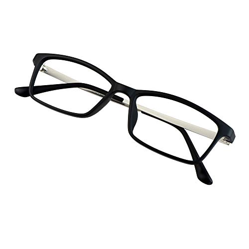 VisionGlobal Blue Light Blocking Glasses for Women/Men, Computer Reading, TV Glasses, Stylish Square Frame, Anti Glare (Black, 1.25 Magnification)