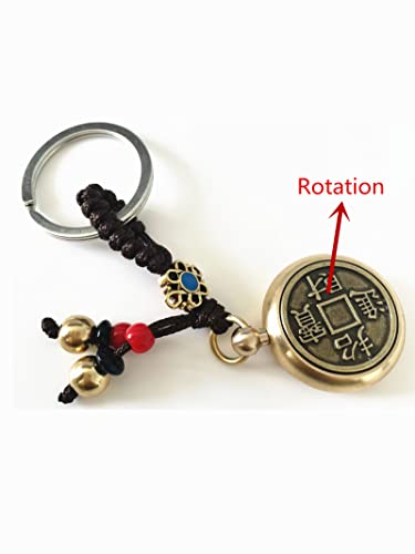 MELD Brass Coins Chinese Zodiac Rabbit Key Chain for Good Luck Fortune Longevity Wealth Success