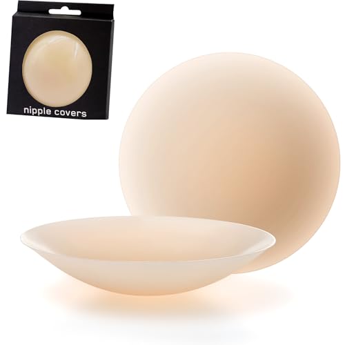 COTBENN Adhesive Silicone Nipple Pasties for Women, Sticky Breast Petals Invisible Reusable Breast Pasties, No-Show Boob Cover, Skin, Fits A-DD cups