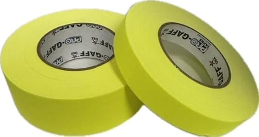 Peak Adhesive Tape & Supplies 2 Rolls of Fluorescent Yellow Gaffers Tape for Stage Marking, Wire Bundling, Arts and Crafts and Much More, 2" and 1" Rolls