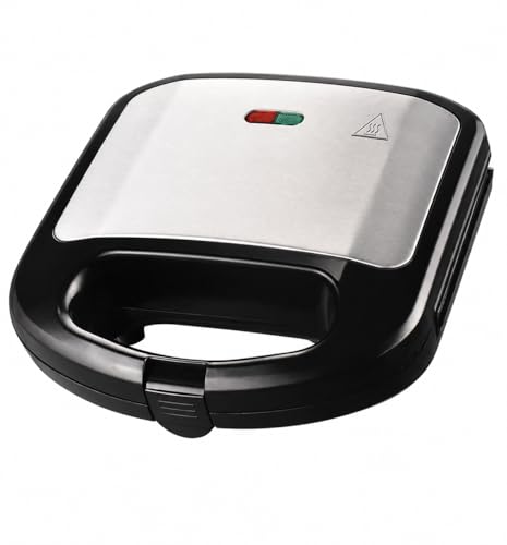 Sandwich Maker with LED Indicator Lamp 800W Non-Stick Plates Quick Heating Cool-Touch Handle Compact and Portable Breakfast Grill for Home and Office.
