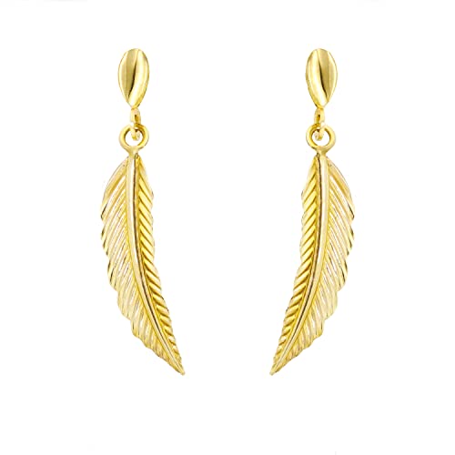 Lucchetta - Pendientes Plumas De Oro Amarillo De 9 Quilates, Símbolo De Ligereza Y Buena Suerte - Pendientes Unisex Para Hombre Mujer Chico Chica Lucchetta - Pendientes Plumas De Oro Amarillo De 9 Quilates, Símbolo De Ligereza Y Buena Suerte - Pendientes Unisex Para Hombre Mujer Chico Chica