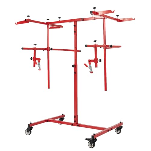 Jenified Auto Body Panel Paint Stand for Doors and Fenders, Rolling Automotive Painting Rack Holder with Adjustable Clamps, Dual Support Repair Stand with Locking Casters for Repair Workshop