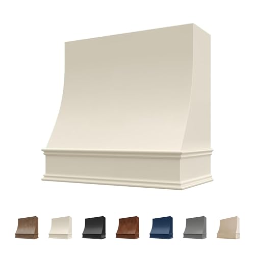 Riley & Higgs Antique White Range Hood Cover, Sloped Front, 37.5'W x 36'H