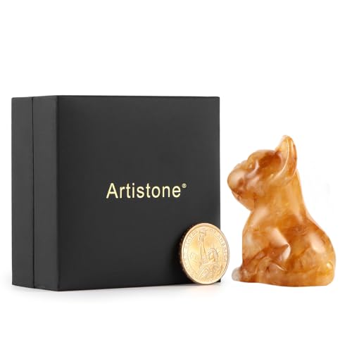 Estatua Bulldog Francés de Cristal Natural 2 Pulgadas miniatura 2