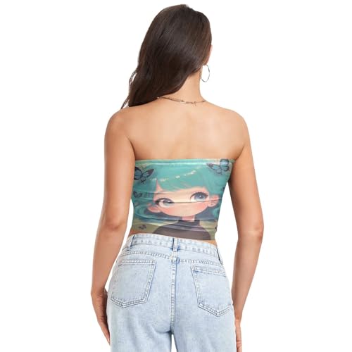Little Teal Girl Sexy Crop Tops for Women Tight Bandeau Bra Padded Tub Top Bra for Teen Girls Casual3