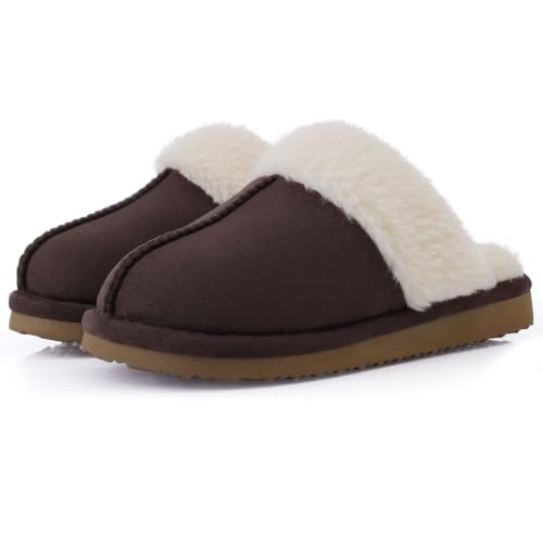 Image of Litfun Fuzzy Memory Foam Slippers for Women Indoor Outdoor House Shoes