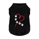 Discover Cozy Cotton Canine Wear: Soft, Lightweight, and Breathable Dog Shirt Vest with Eye-Catching Graphics (Heart and Paw, Keeping Your Furry Friend Warm！Black XS