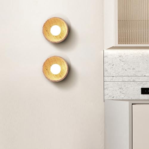 Lámpara de pared rústica de travertino amarillo con casquillo G9 y pantalla esférica 5