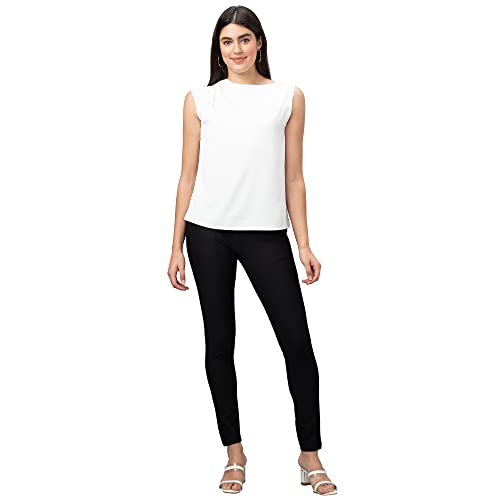 Image of Globus Women White Solid Sleeveless Top