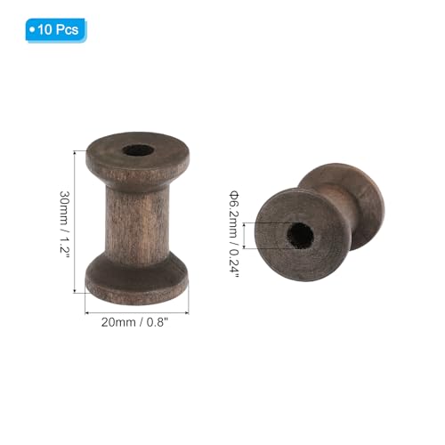 PATIKIL Carretéis vazios de madeira 3 cm x 2 cm, 10 peças de carretel de linha de costura de madeira