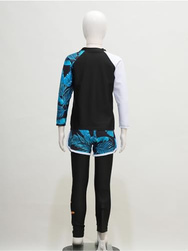 Kids Girls Boys 3 Piece Swimsuit Long Sleeve Swim Shirt with Trunks Pants Rash Guard Set UPF 50+ Swimwear4