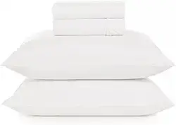 Jogo De Cama Queen 4pçs Hotel Motel Pousada Airbnb 180 Fios Teka Profiline Tecido Profissional Branco Resisitente a Lavação com Cloro