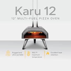Ooni Karu 12 Multi-Fuel Outdoor Pizza Oven – Portable Wood and Gas Fired Pizza Oven with Pizza Stone, Outdoor Ooni Pizza Oven - Woodfired & Stonebaked Pizza Maker, Countertop Dual Fuel Pizza Oven Ooni Karu 12 Multi Fuel Outdoor Pizza Oven–Portable Wood and Gas Fired Pizza Oven with Pizza Stone Outdoor Ooni Pizza Oven Woodfired Stonebaked Pizza Maker Countertop Dual Fuel Pizza Oven
