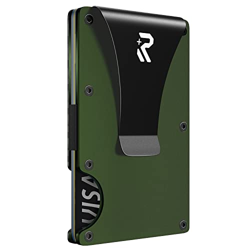RealPlus Cartera de Tarjetera con Blindaje RFID, Tarjeteros para Tarjetas de Credito con Pinza para Billetes,Billetera Fina,PROTECCIÓN hasta 15 Tarjetas(Verde) Cover