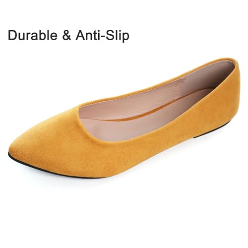 Image of Dear Time Women's Pointed Toe Ballet Flats Simple Casual Office Work Flats Slip-on Comfortable Shoes