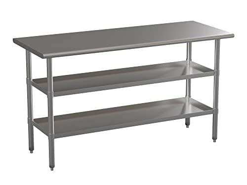 Flash Furniture Stainless Steel 18 Gauge Work Table with 2 Undershelves - 60