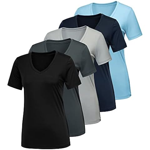 CE' CERDR 5/7 Pack Workout Shirts for Women, Moisture Wicking Quick Dry Active Athletic Women's Gym Performance T Shirts Cover