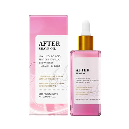 Strawberry Vanilla After Shave Oil Smooth Skin, Aceite Para Después Del Afeitado Con Fresa Y Vainilla, Aceite Tratamientos Post Afeitado con Ácido Hialurónico, para Prevenir Pelos Encarnados (1PC, A)