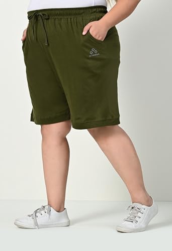 Image of Women's Plus Size Bermunda Shorts | Knee Length Cotton Short | Half Pants for Womens