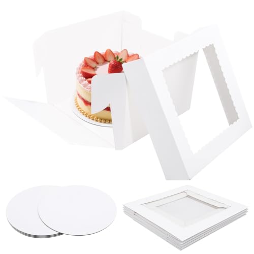 LUOJINYI Lot de 4 boîtes à gâteau avec fenêtre transparente - 25,...
