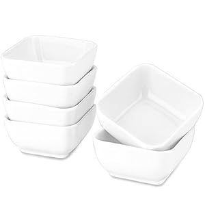 DELLING Ultra-Strong 3 Oz Ceramic Dip Bowls Set, White Dipping Sauce Bowls/Dishes for Tomato Sauce, Soy, BBQ and other Party Dinner – Set of 6
