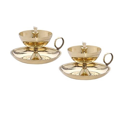 NKlaus 2x Ghee Lamp Oil Lamp Handmade Brass House Garden Gold 40430, Nklaus 2 Stück Ghee Lampe