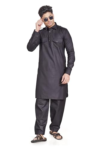 Image of DIVISIVE Men's Cotton Blend Pathani Kurta Pyjama Set