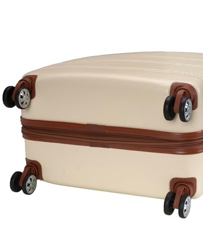 Image of Rockland Melbourne Hardside Expandable Spinner Wheel Luggage, Checked Large 28 inch, White