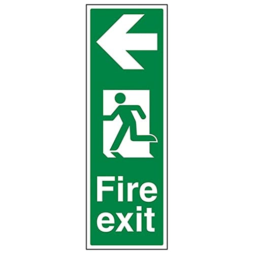 Fire Exit - Portrait Fire Exit Arrow Left - 150 X 450mm, Multi, 150x450mm