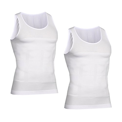 VENI MASEE Gilet amincissant pour homme - Élastique - Compression thermique - Couche de base fine - Débardeur de compression musculaire, Z2 blanc (2 pièces)., L Cover