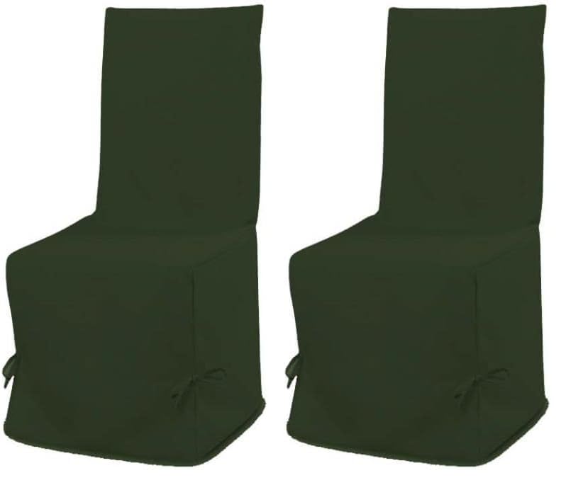 Housse de chaise coton vert Panama Soleil d'ocre lavable et résistante en lot de 2