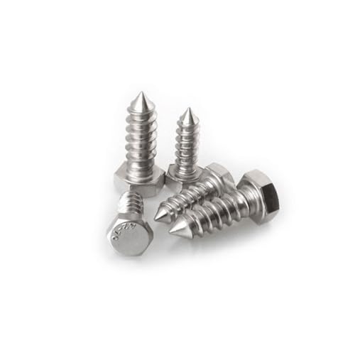 Image of By inchVP INDUSTRIES inch (Pcs-15) No.14x25 mm Hex Head Coach Lag Screws - Stainless Steel Self-Tapping Wood Furniture Bolts for Beds, Cribs & Bunk Beds