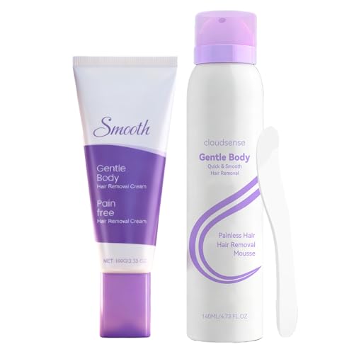 2-in-1 Hair Removal Cream & Mousse Combo Set Fast-Acting Depilatory for Women & Men 100g Tube + 140ml Foam with Scraper